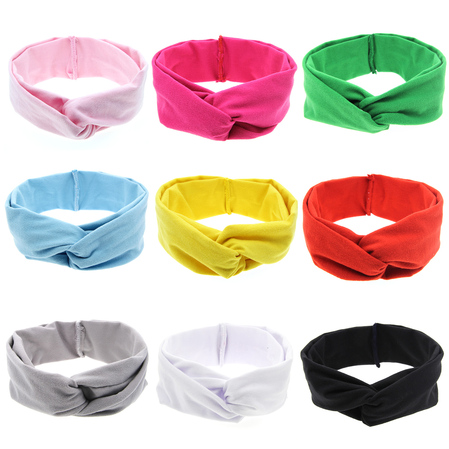 9 Pcs Baby Girls Toddler Infant Newborn Headband Hair bands Turban Head Wrap Knotted Hair Band