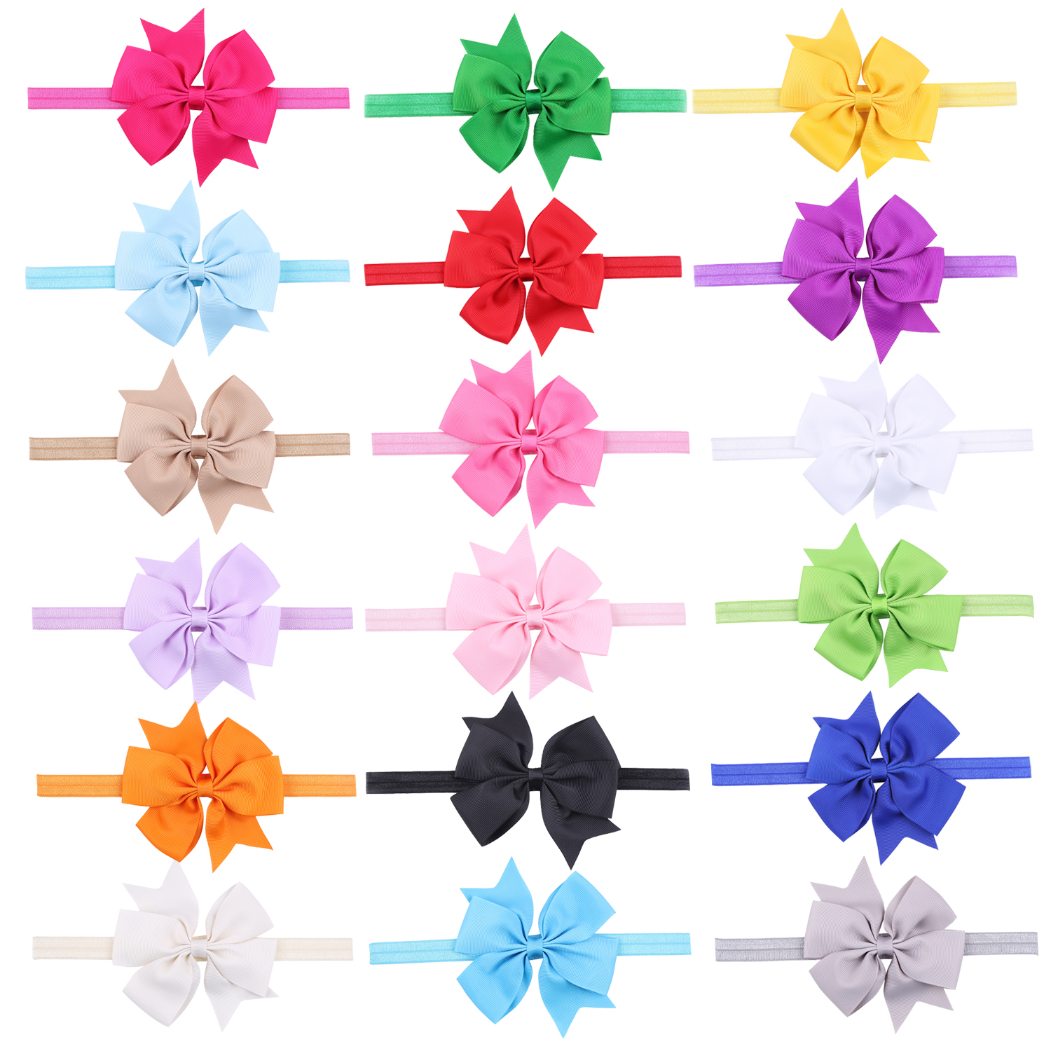 18 pcs 4 " Pinwheel Hair Bows Hair band Headband For Newborn Baby Girls Toddlers