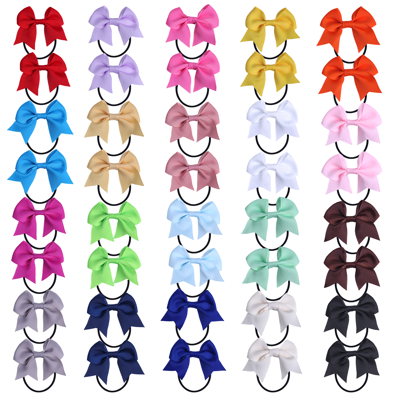 20 Pairs 2.5 Inch Hair Bow Rope Hair Elastic Hair Ties Ponytail Holder