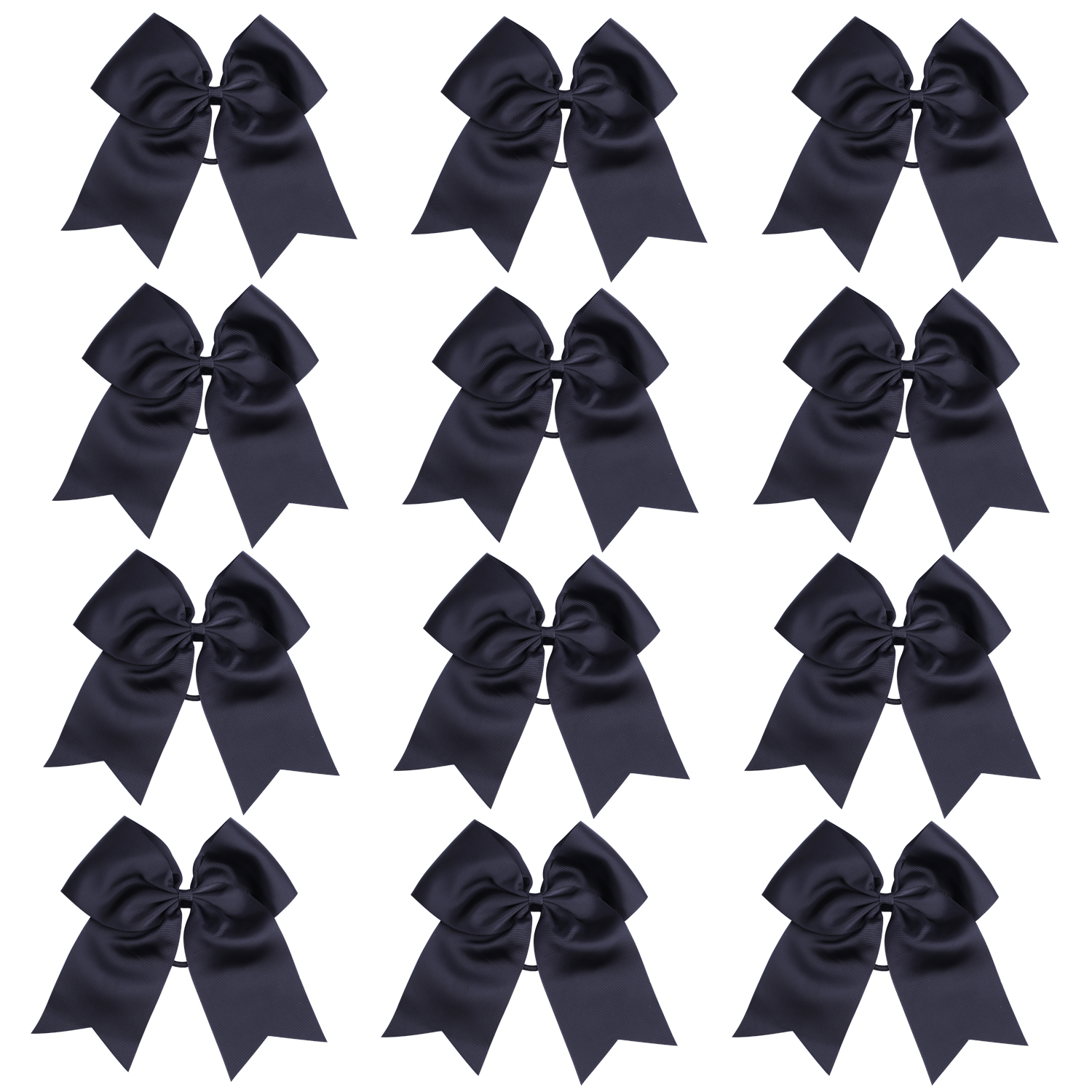 12 Pcs 8“ Black Jumbo Cheer Bows Ponytail Holder Cheerleading Bows Hair Tie for Teens Girl