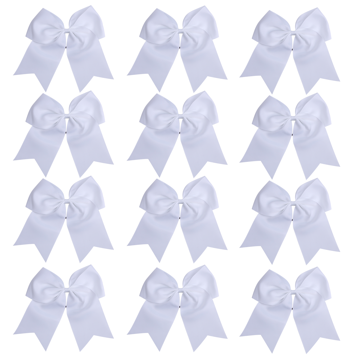 12 Pcs 8“ White Jumbo Cheer Bows Ponytail Holder Cheerleading Bows Hair Tie for Teens Girl