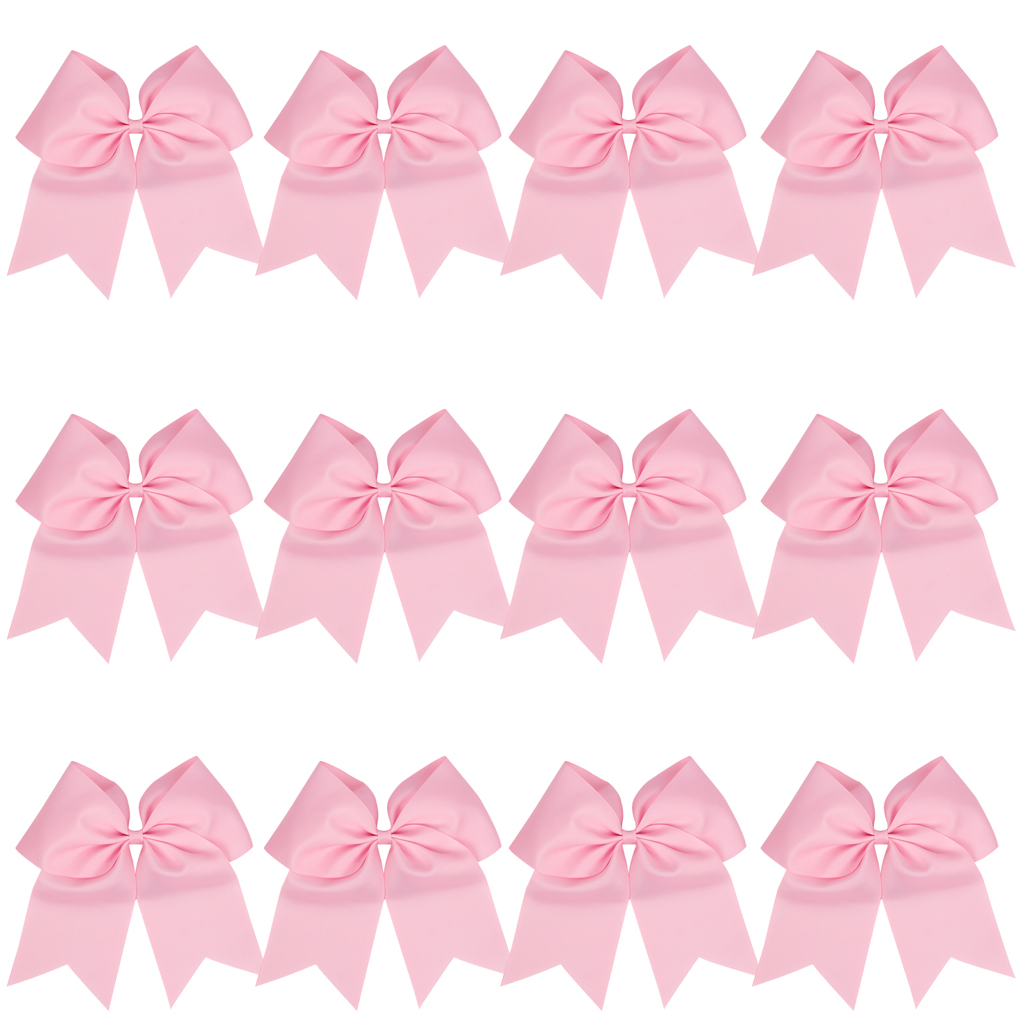 12 Pcs 8“ Pink Jumbo Cheer Bows Ponytail Holder Cheerleading Bows Hair Tie for Teens Girl