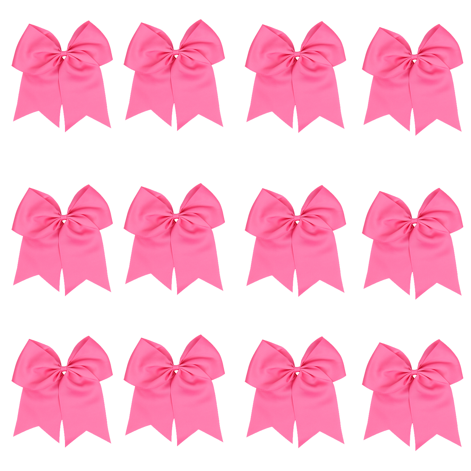 12 Pcs 8“ Hotpink Jumbo Cheer Bows Ponytail Holder Cheerleading Bows Hair Tie for Teens Girl