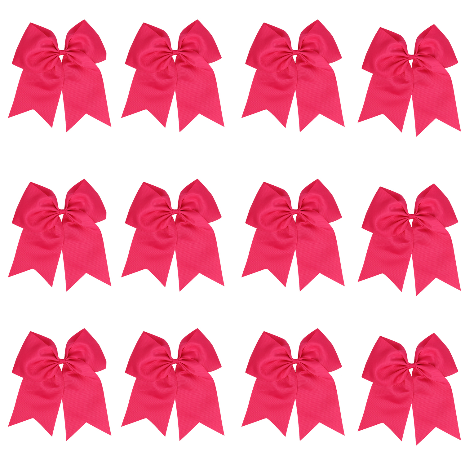 12 Pcs 8“ Deeppink Jumbo Cheer Bows Ponytail Holder Cheerleading Bows Hair Tie for Teens Girl