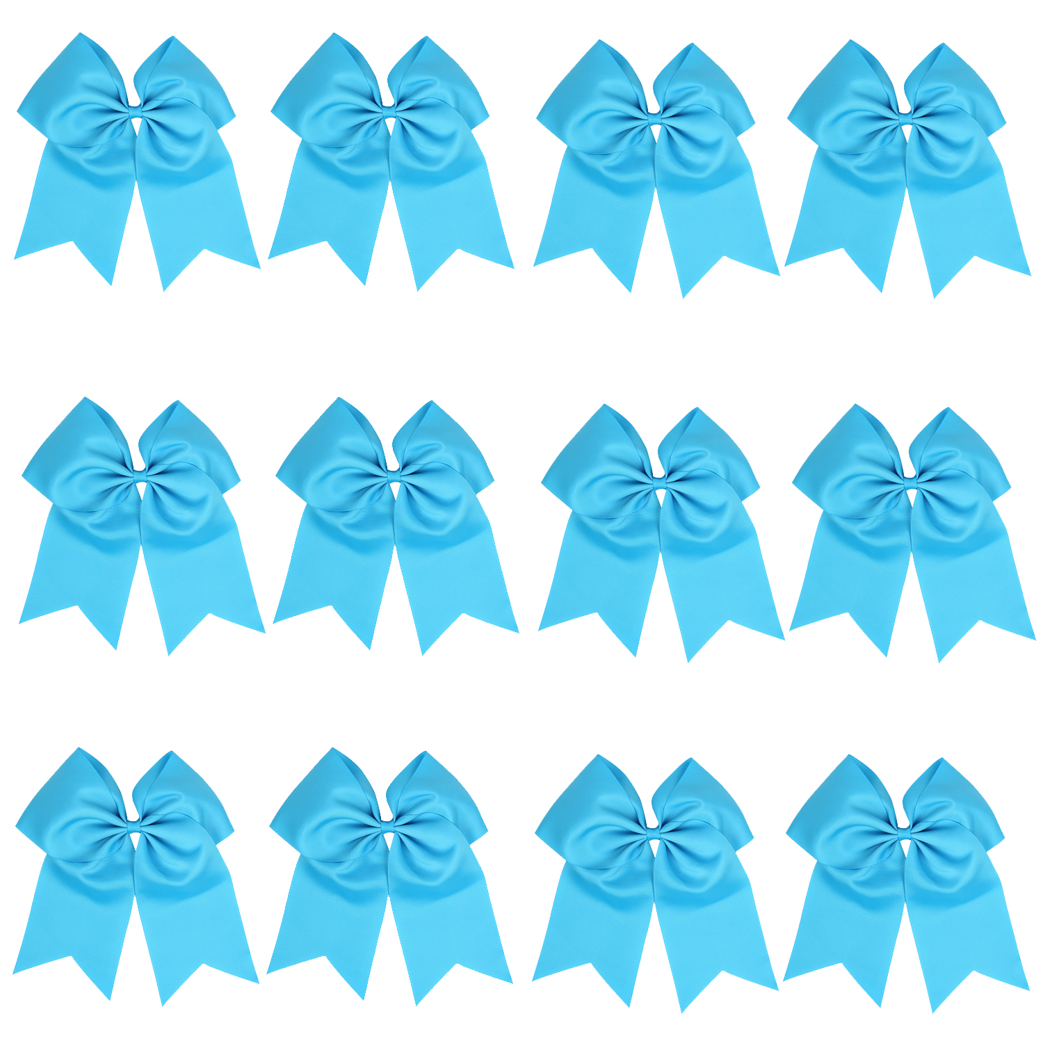 12 Pcs 8“ Lightblue Jumbo Cheer Bows Ponytail Holder Cheerleading Bows Hair Tie for Teens Girl