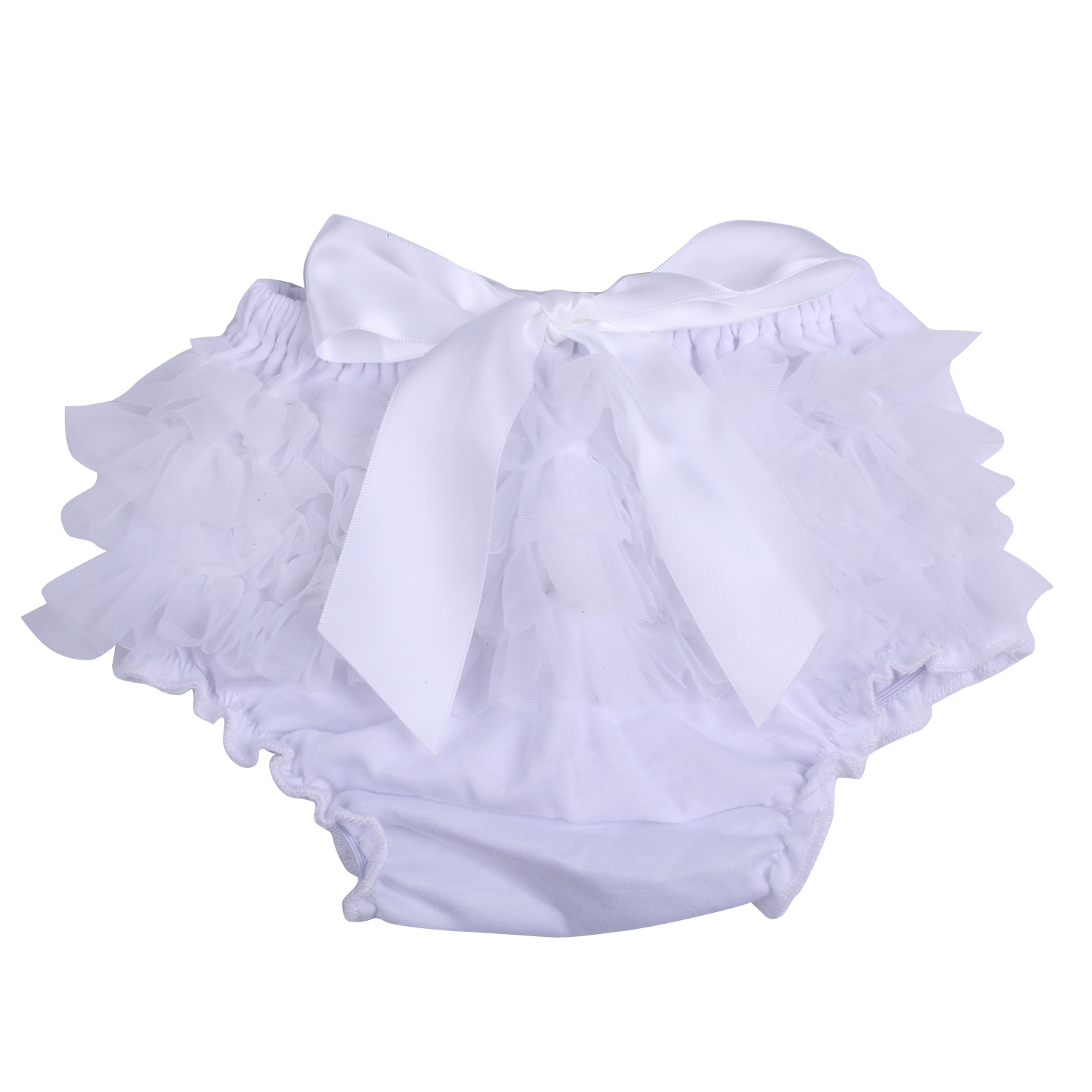 White Ruffle Bloomer Diaper Cover for Baby Girls Toddlers