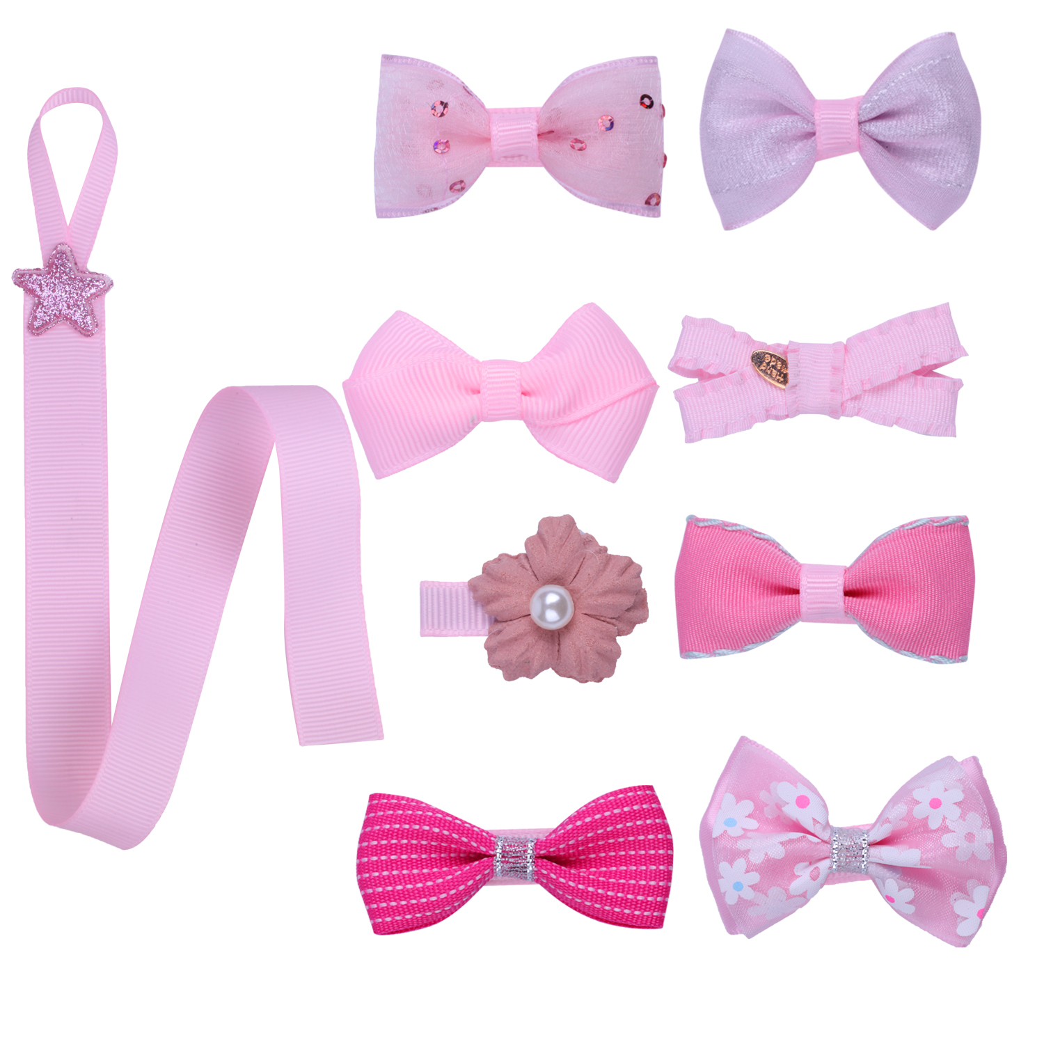 8 Pcs Baby Girl Hair Bow Hair Clips and 1 Pcs Bow Holder for Baby Girl Toddler Newborns