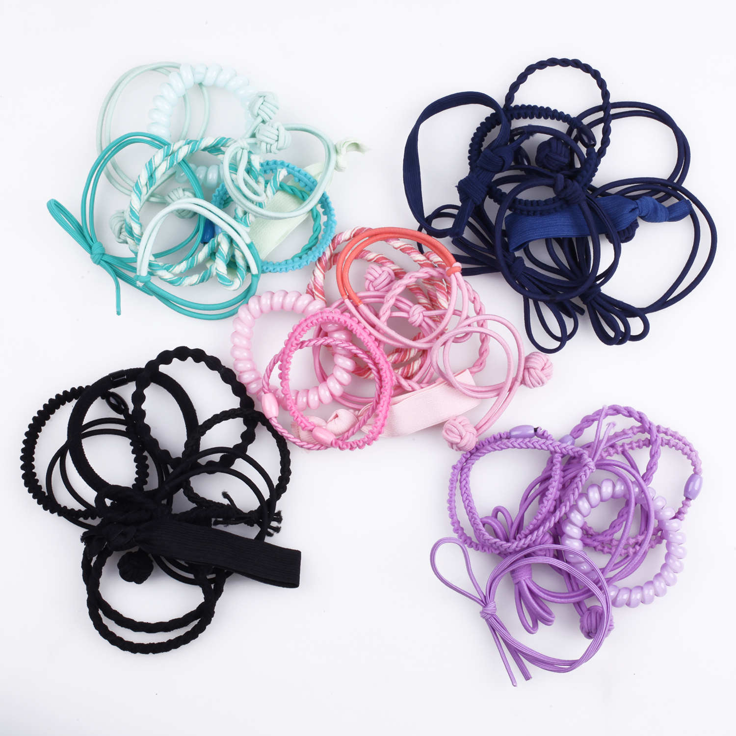 Hair Ties 5 Solid Colors Elastics Ponytail Holders Bracelet Baby Girls Women 45 Set