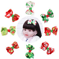 8 Pcs 3 Inch Baby Girls Christmas Gift Head Bow Hair Bow Clips Barrettes