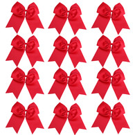 12 Pcs 8“ Red Jumbo Cheer Bows Ponytail Holder Cheerleading Bows Hair Tie for Teens Girl