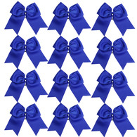 12 Pcs 8“ Blue Jumbo Cheer Bows Ponytail Holder Cheerleading Bows Hair Tie for Teens Girl