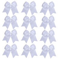12 Pcs 8“ White Jumbo Cheer Bows Ponytail Holder Cheerleading Bows Hair Tie for Teens Girl
