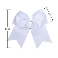 12 Pcs 8“ White Jumbo Cheer Bows Ponytail Holder Cheerleading Bows Hair Tie for Teens Girl