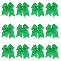 12 Pcs 8“ Green Jumbo Cheer Bows Ponytail Holder Cheerleading Bows Hair Tie for Teens Girl