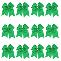 12 Pcs 8“ Green Jumbo Cheer Bows Ponytail Holder Cheerleading Bows Hair Tie for Teens Girl