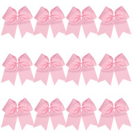 12 Pcs 8“ Pink Jumbo Cheer Bows Ponytail Holder Cheerleading Bows Hair Tie for Teens Girl