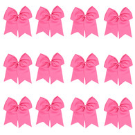 12 Pcs 8“ Hotpink Jumbo Cheer Bows Ponytail Holder Cheerleading Bows Hair Tie for Teens Girl