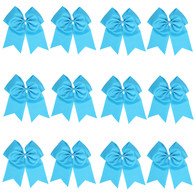 12 Pcs 8“ Lightblue Jumbo Cheer Bows Ponytail Holder Cheerleading Bows Hair Tie for Teens Girl