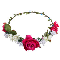 Red Rose Flower Crown for Wedding Festival Headband Flower Wreath Garland Headpiece for Women Wedding