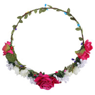 Red Rose Flower Crown for Wedding Festival Headband Flower Wreath Garland Headpiece for Women Wedding