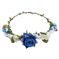 Blue Rose Flower Crown for Wedding Festival Headband Flower Wreath Garland Headpiece for Women Wedding