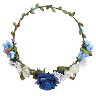 Blue Rose Flower Crown for Wedding Festival Headband Flower Wreath Garland Headpiece for Women Wedding