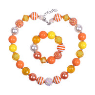 Yellow Chunky Bubblegum Necklace and Bracelet set for Kids Girls