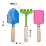 Kids Children Garden Tools set made of Steel with Solid Wooden Handle