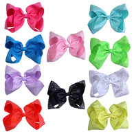 Large Hair Bow Rhinestone Baby Girls Accessories 8 Inch 10 Pcs Sorted Colors